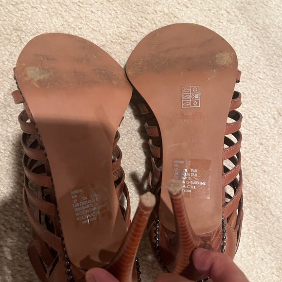 Coach Brown Leather Strappy Shoes - Picture 7 of 8